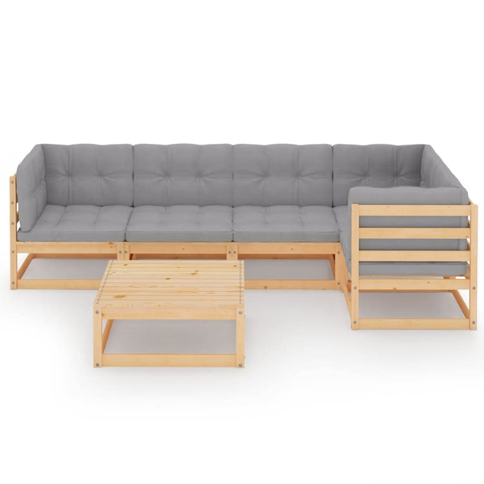 Set mobilier de grădină cu perne, 6 piese, lemn masiv de pin WALTI