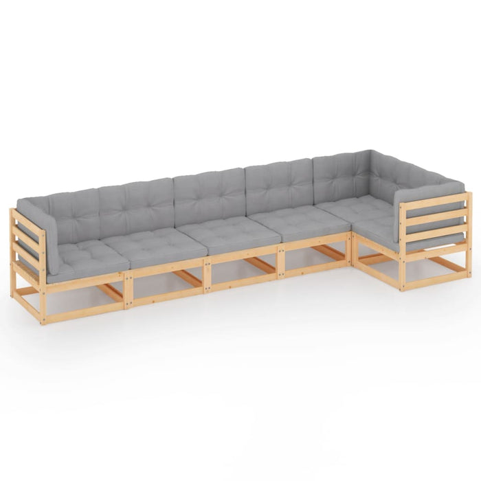 Set mobilier de grădină cu perne, 6 piese, lemn masiv de pin - WALTI WALTI