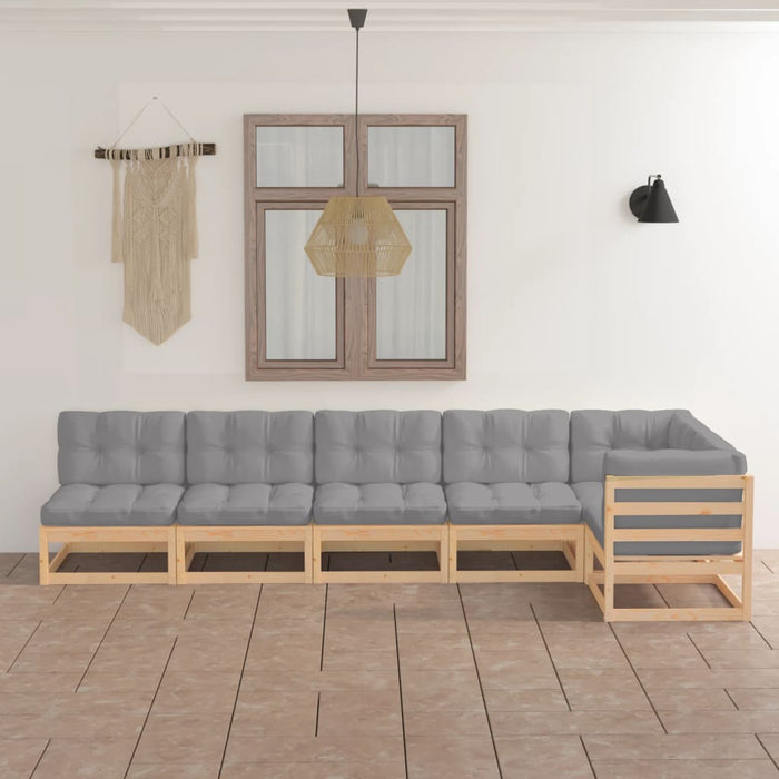 Set mobilier de grădină cu perne, 6 piese, lemn masiv de pin - WALTI WALTI