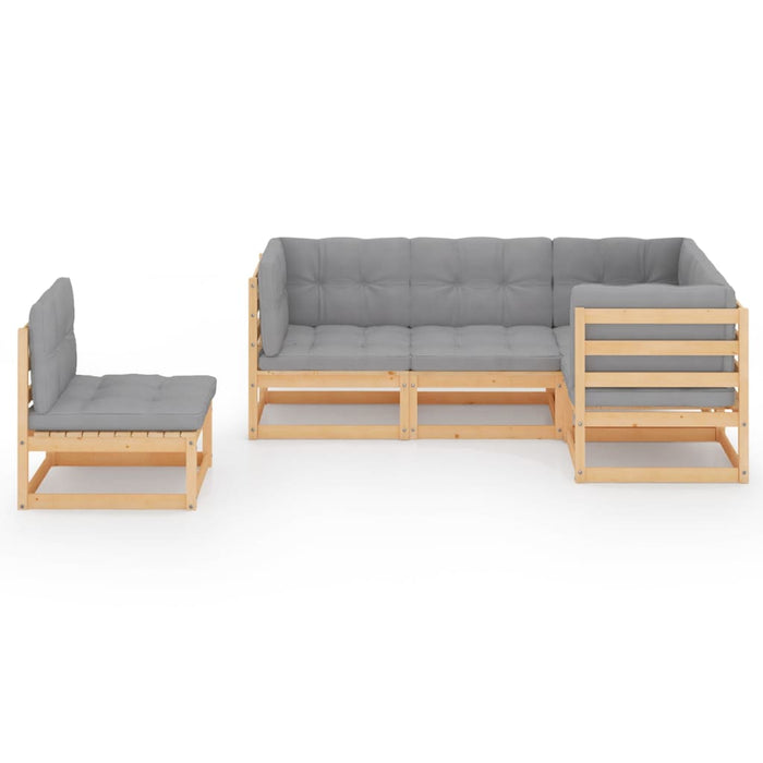 Set mobilier de grădină, 5 piese, cu perne, lemn masiv de pin WALTI