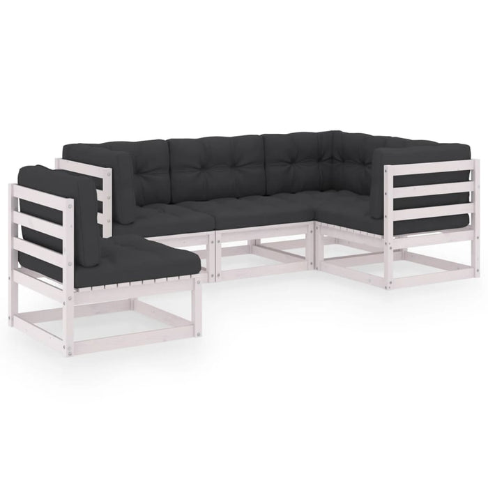 Set mobilier de grădină cu perne, 5 piese, lemn masiv de pin WALTI