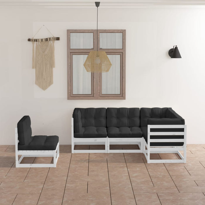 Set mobilier de grădină cu perne, 5 piese, lemn masiv de pin WALTI