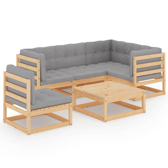 Set mobilier de grădină cu perne, 6 piese, lemn masiv de pin - WALTI WALTI