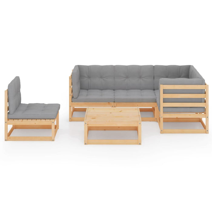 Set mobilier de grădină cu perne, 6 piese, lemn masiv de pin - WALTI WALTI