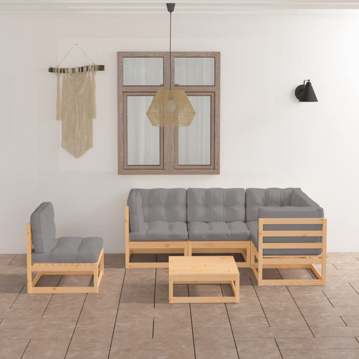 Set mobilier de grădină cu perne, 6 piese, lemn masiv de pin - WALTI WALTI