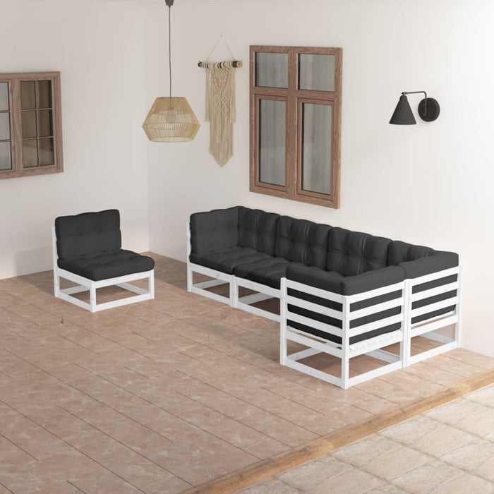Set mobilier de grădină cu perne, 6 piese, lemn masiv de pin WALTI