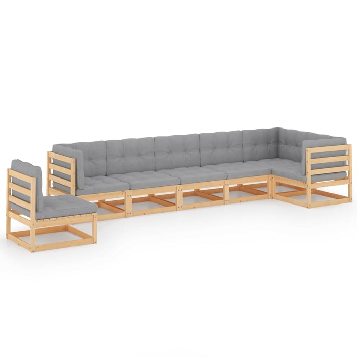 Set mobilier de grădină cu perne, 7 piese, lemn masiv de pin - WALTI WALTI
