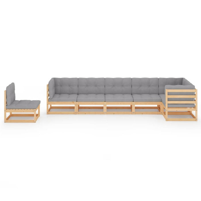 Set mobilier de grădină cu perne, 7 piese, lemn masiv de pin - WALTI WALTI