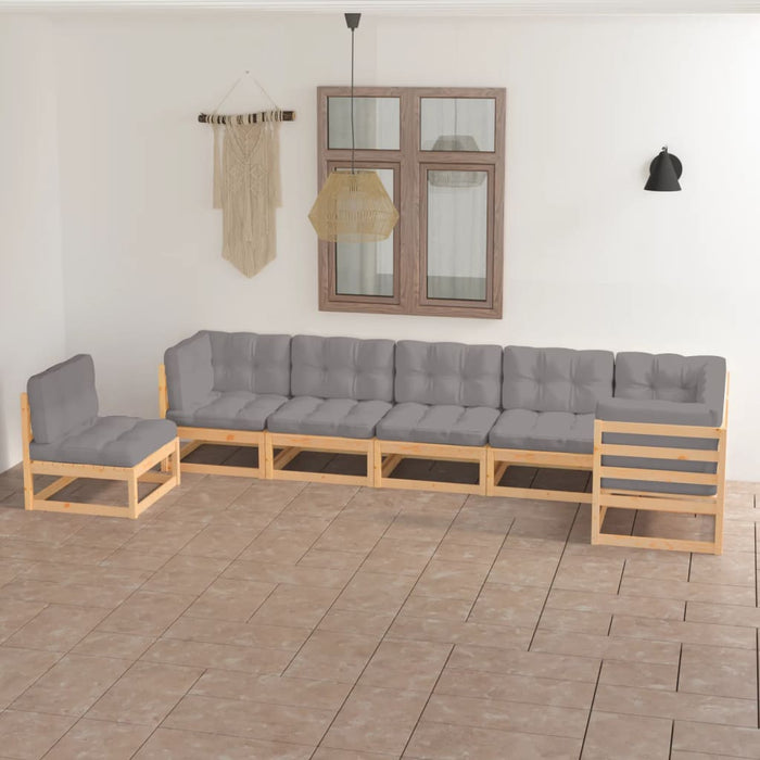 Set mobilier de grădină cu perne, 7 piese, lemn masiv de pin - WALTI WALTI