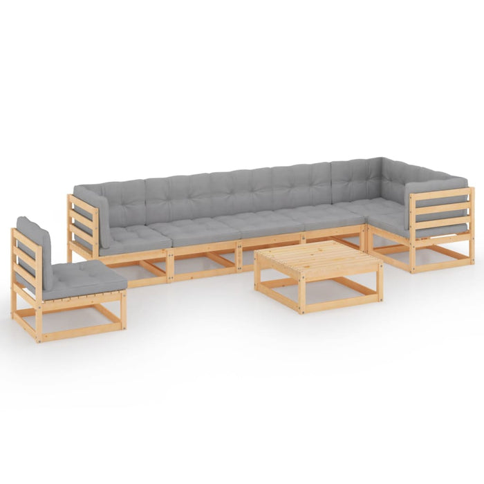 Set mobilier de grădină cu perne, 8 piese, lemn masiv de pin WALTI