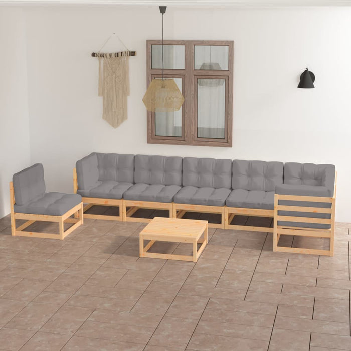 Set mobilier de grădină cu perne, 8 piese, lemn masiv de pin WALTI