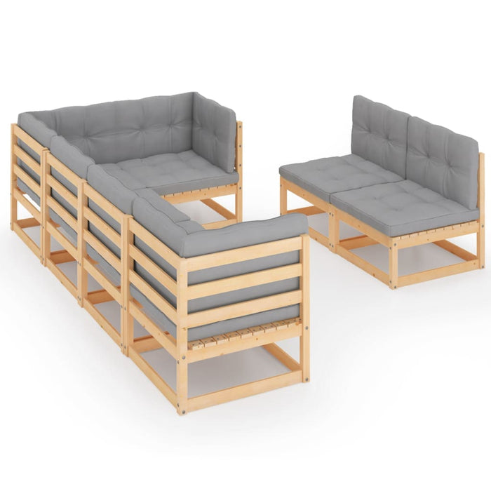 Set mobilier de grădină cu perne, 7 piese, lemn masiv de pin - WALTI WALTI