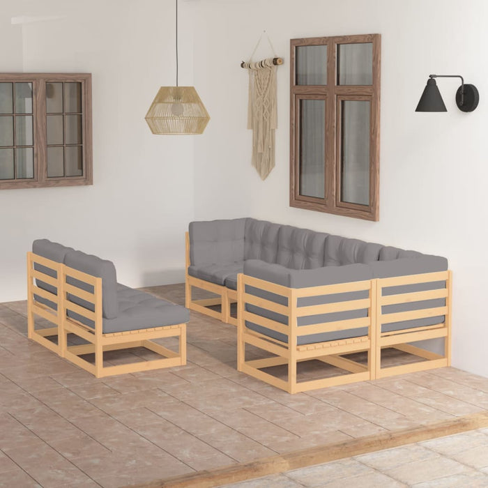 Set mobilier de grădină cu perne, 7 piese, lemn masiv de pin - WALTI WALTI