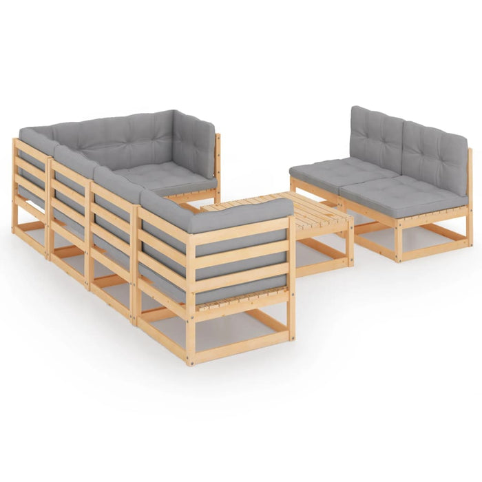 Set mobilier de grădină cu perne, 8 piese, lemn masiv de pin WALTI