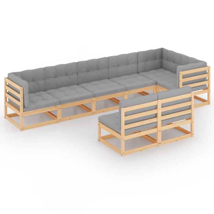 Set mobilier de grădină cu perne, 8 piese, lemn masiv de pin - WALTI WALTI