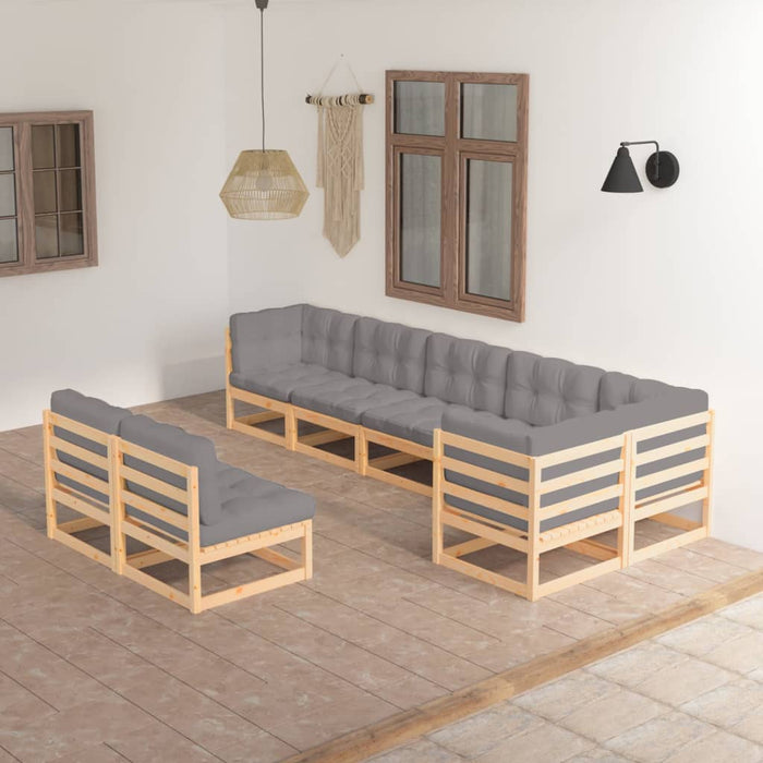 Set mobilier de grădină cu perne, 8 piese, lemn masiv de pin - WALTI WALTI