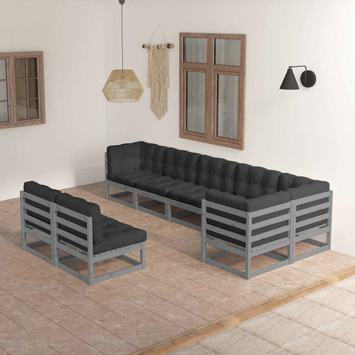 Set mobilier de grădină cu perne, 8 piese, lemn masiv de pin WALTI