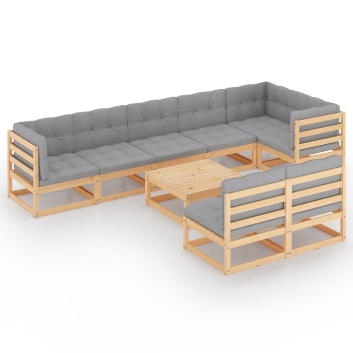 Set mobilier grădină cu perne, 9 piese, lemn masiv de pin WALTI