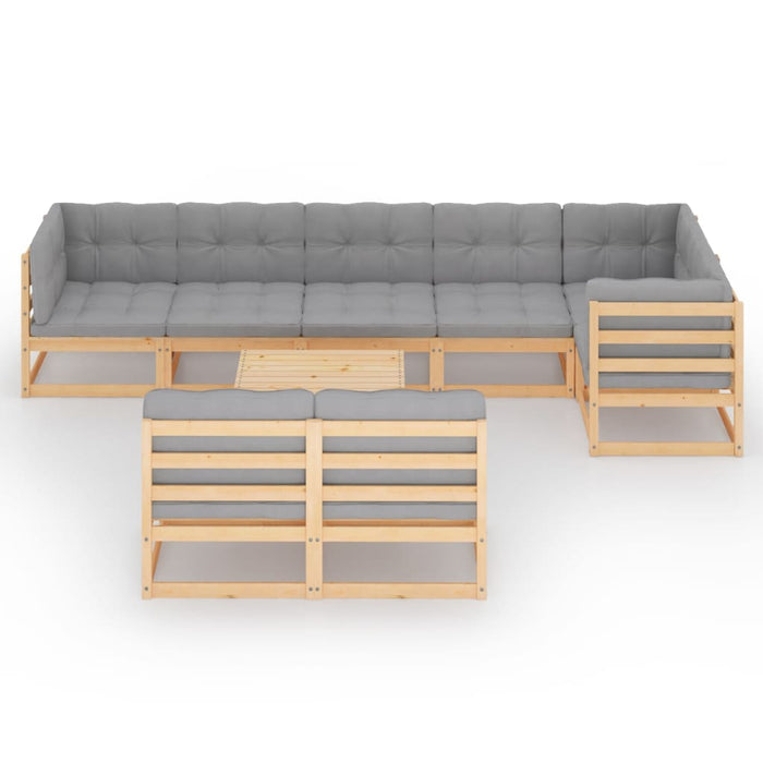 Set mobilier grădină cu perne, 9 piese, lemn masiv de pin WALTI