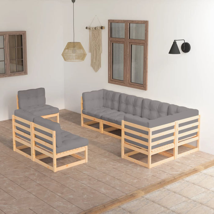 Set mobilier de grădină cu perne, 8 piese, lemn masiv de pin WALTI