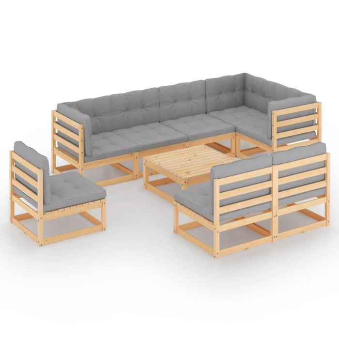 Set mobilier grădină cu perne, 9 piese, lemn masiv de pin WALTI