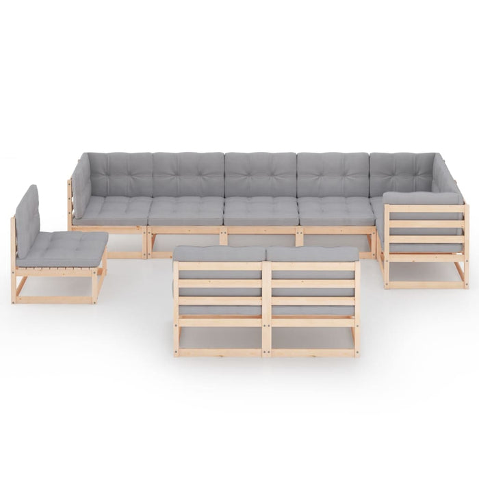 Set mobilier grădină cu perne, 9 piese, lemn masiv de pin WALTI
