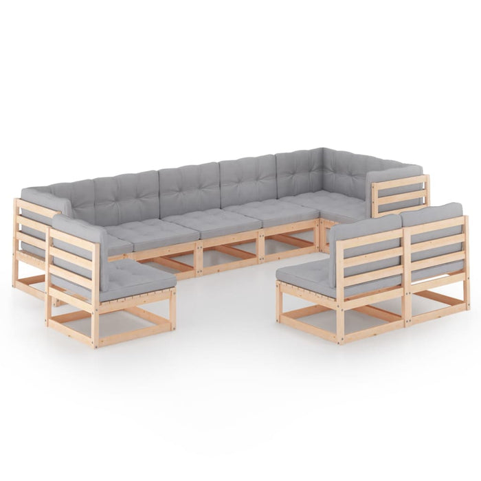 Set mobilier grădină cu perne, 9 piese, lemn masiv de pin WALTI