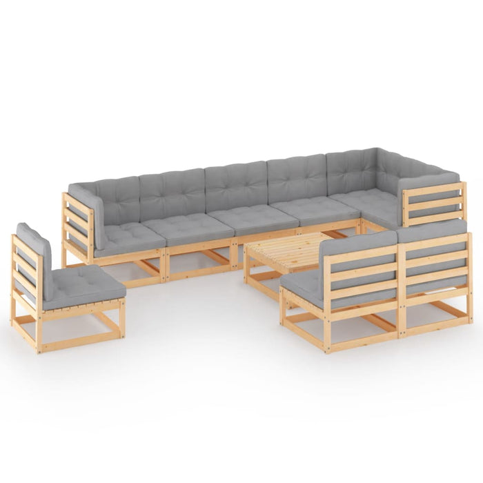 Set mobilier grădină cu perne, 10 piese, lemn masiv de pin WALTI