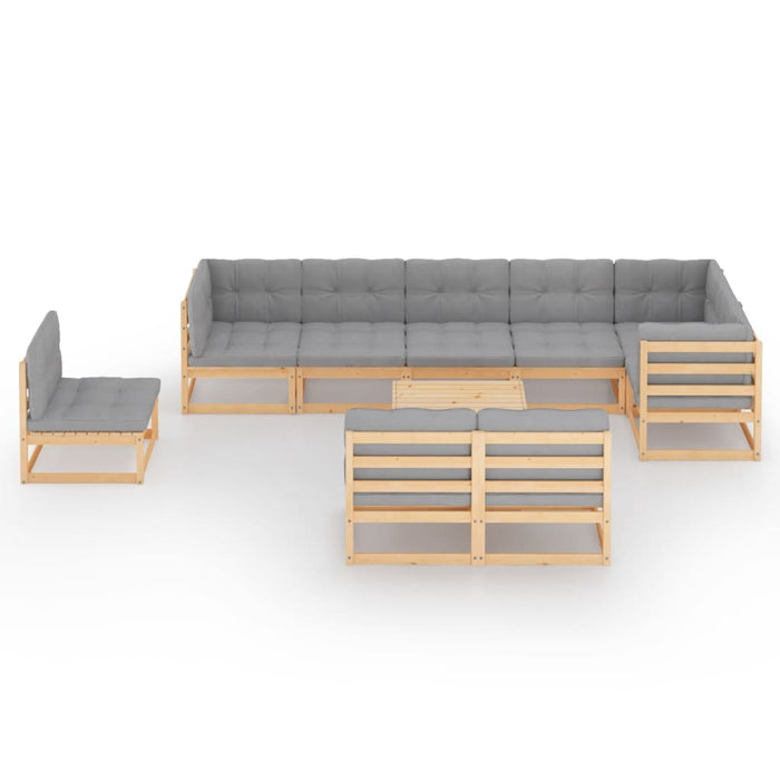 Set mobilier grădină cu perne, 10 piese, lemn masiv de pin WALTI
