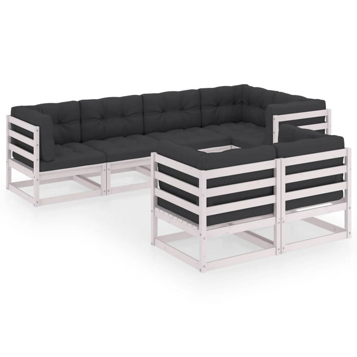 Set mobilier de grădină cu perne, 7 piese, lemn masiv de pin WALTI