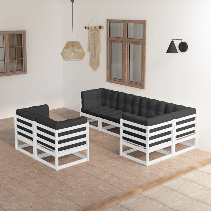 Set mobilier de grădină cu perne, 7 piese, lemn masiv de pin WALTI