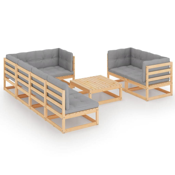 Set mobilier de grădină cu perne, 8 piese, lemn masiv de pin - WALTI WALTI