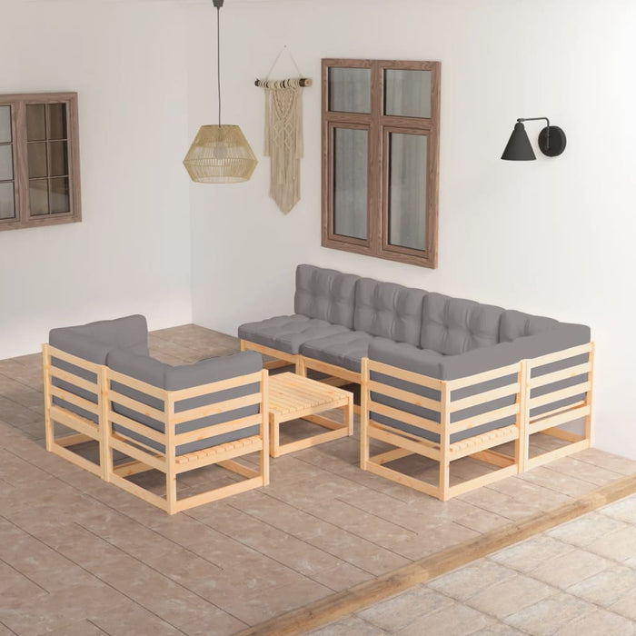Set mobilier de grădină cu perne, 8 piese, lemn masiv de pin - WALTI WALTI