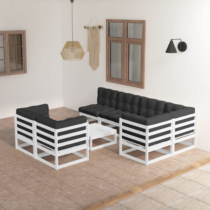 Set mobilier de grădină cu perne, 8 piese, lemn masiv de pin WALTI