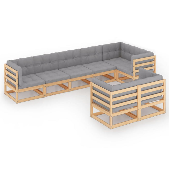 Set mobilier de grădină cu perne, 8 piese, lemn masiv de pin - WALTI WALTI