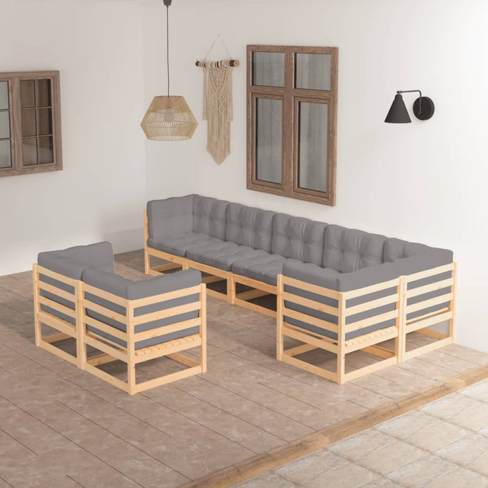 Set mobilier de grădină cu perne, 8 piese, lemn masiv de pin - WALTI WALTI