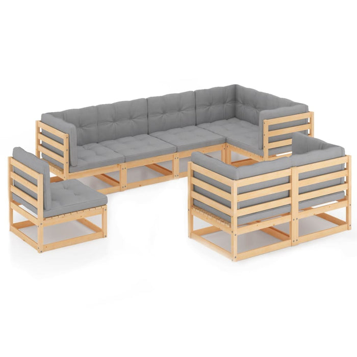 Set mobilier de grădină cu perne, 8 piese, lemn masiv de pin - WALTI WALTI