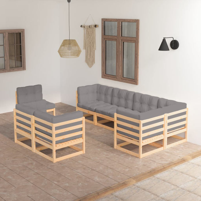 Set mobilier de grădină cu perne, 8 piese, lemn masiv de pin - WALTI WALTI