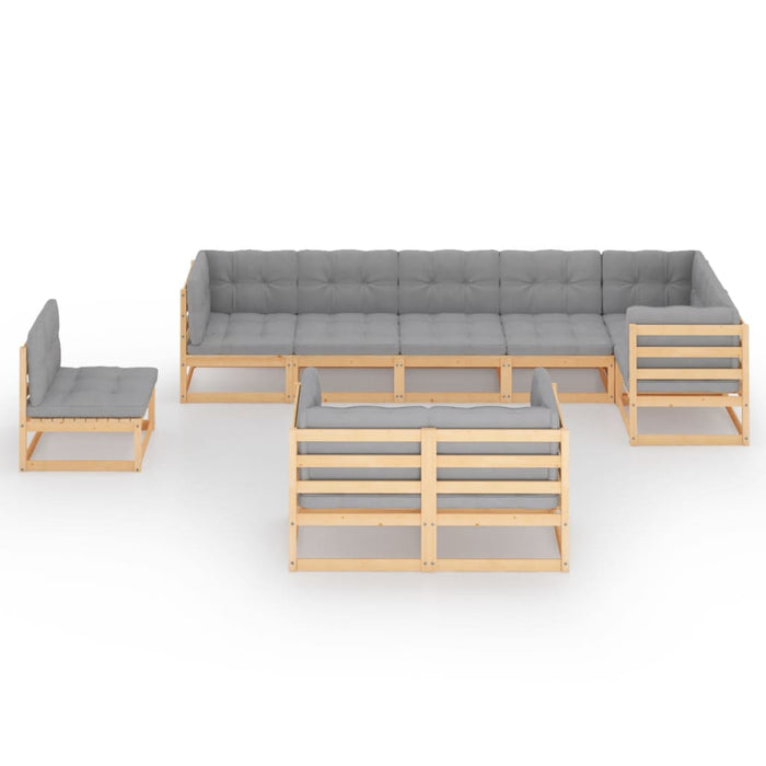 Set mobilier grădină cu perne, 9 piese, lemn masiv de pin WALTI
