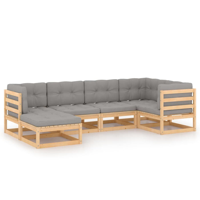 Set mobilier de grădină cu perne, 6 piese, lemn masiv de pin WALTI