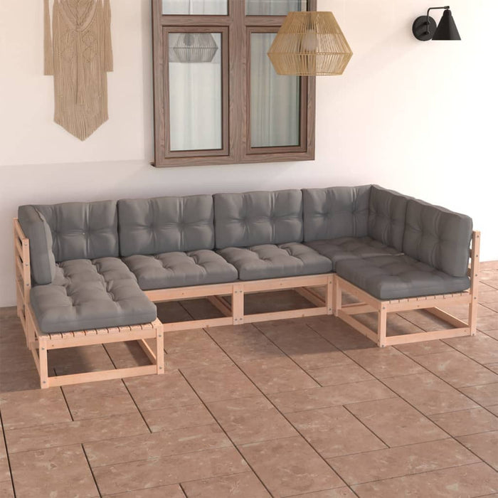 Set mobilier de grădină cu perne, 6 piese, lemn masiv de pin WALTI