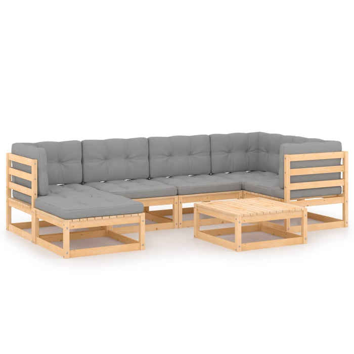 Set mobilier de grădină cu perne, 7 piese, lemn masiv de pin WALTI
