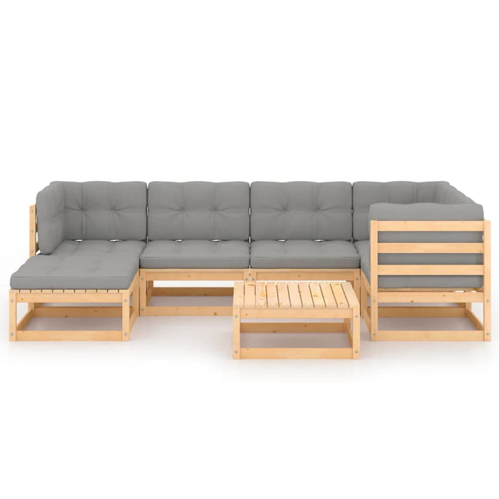 Set mobilier de grădină cu perne, 7 piese, lemn masiv de pin WALTI