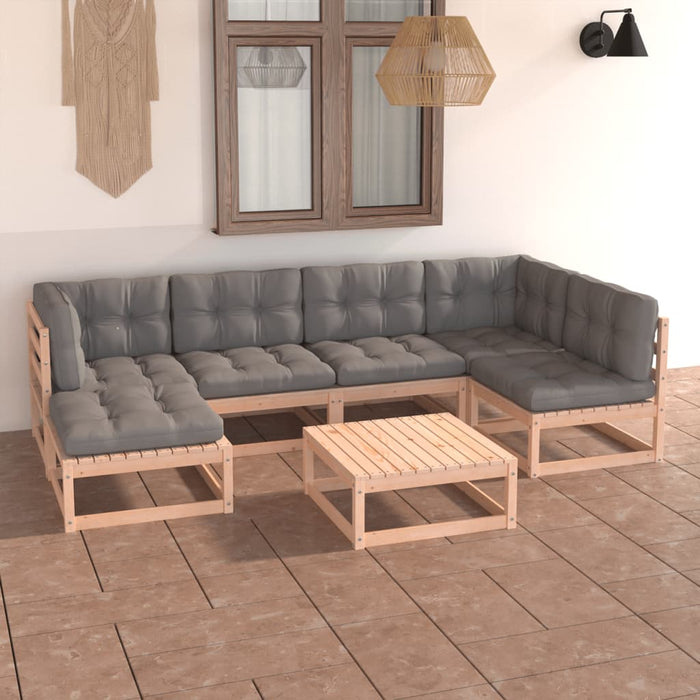 Set mobilier de grădină cu perne, 7 piese, lemn masiv de pin WALTI