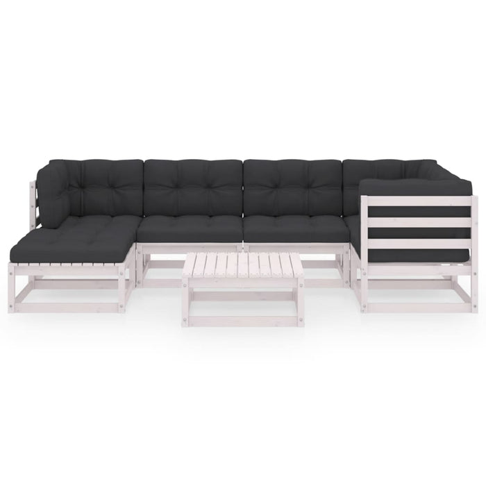 Set mobilier de grădină cu perne, 7 piese, lemn masiv de pin WALTI