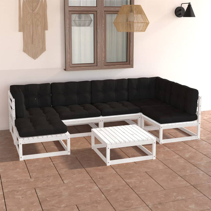 Set mobilier de grădină cu perne, 7 piese, lemn masiv de pin WALTI