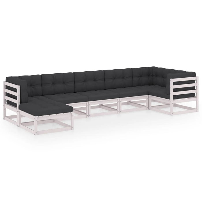 Set mobilier de grădină cu perne, 7 piese, lemn masiv de pin WALTI