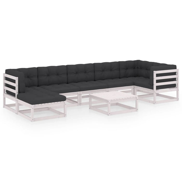 Set mobilier de grădină cu perne, 8 piese, lemn masiv de pin WALTI