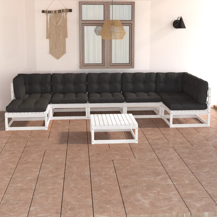 Set mobilier de grădină cu perne, 8 piese, lemn masiv de pin WALTI