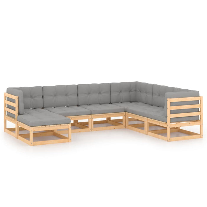 Set mobilier de grădină cu perne, 7 piese, lemn masiv de pin WALTI